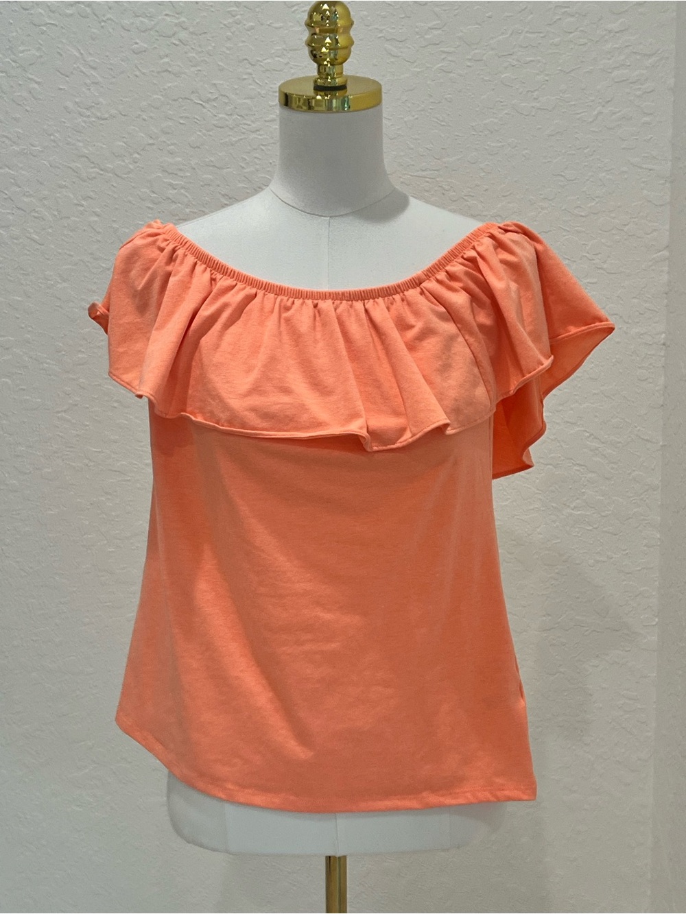 Lilly Pulitzer Peach Coral Off-Shoulder Ruffle Crop Top